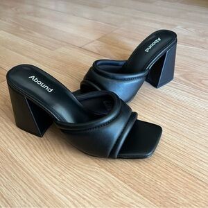 Abound | Shoes | Abound Black Leather Penelope Square Toe Heels​​​